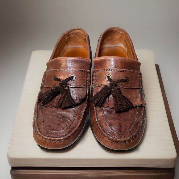 Massimo Dutti Leather Tasseled Loafers Shoes Brown Men’s Size 8 / EUR Size 41 - Picture 1 of 12